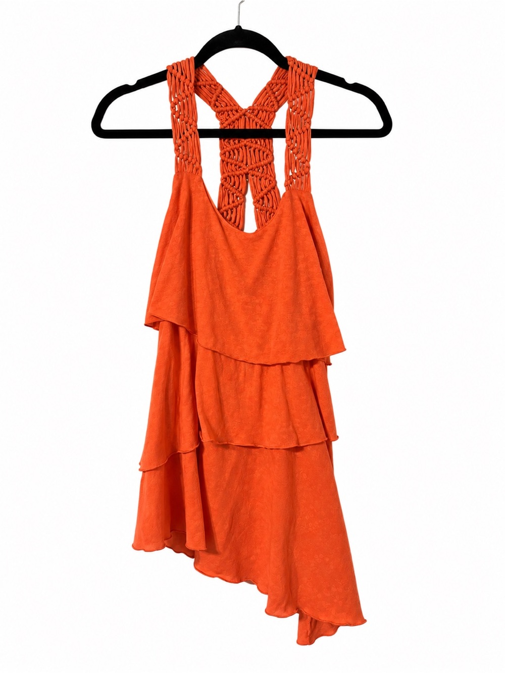 Charlotte Russe Y2K Coral Tiered Sleeveless Top with Braided Back